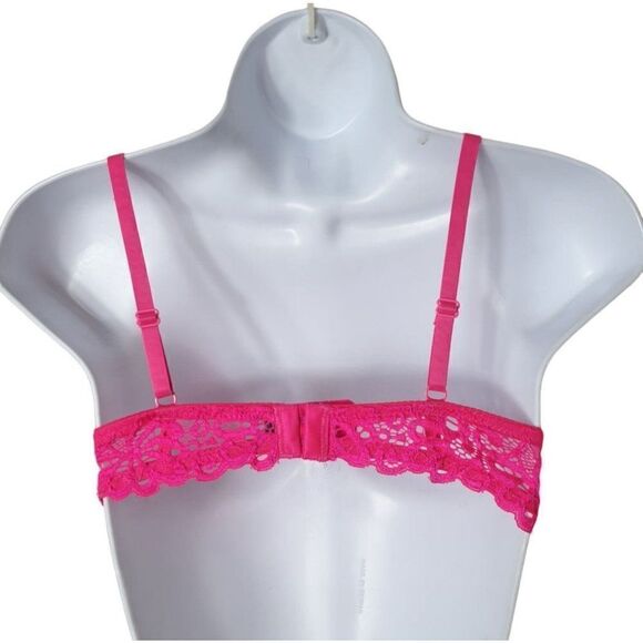Women's Push Up Bra 34B Hot Pink Extreme Lace Full Coverage Push Up 34B NWT - Picture 4 of 9